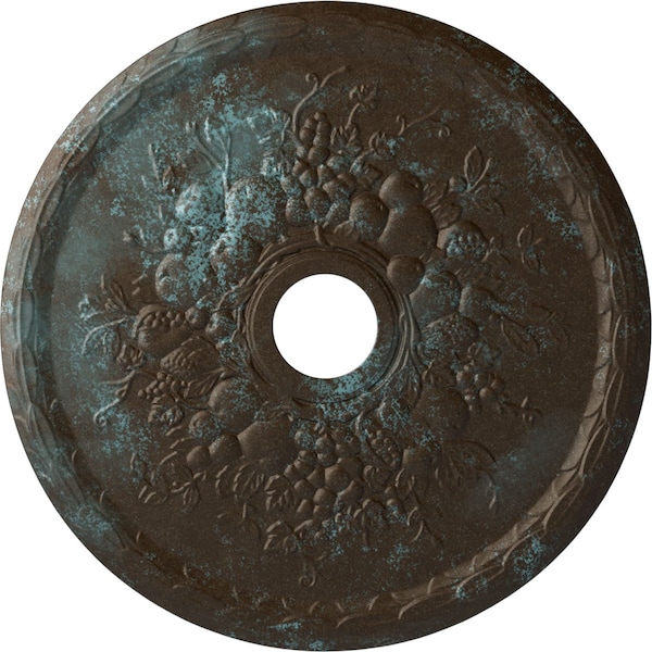 Ekena Millwork Grape Ceiling Medallion (Canopies up to 3 5/8"), 22 5/8"OD x 3 5/8"ID x 5/8"P, Bronze Blue Patina CM22GRBBS - main